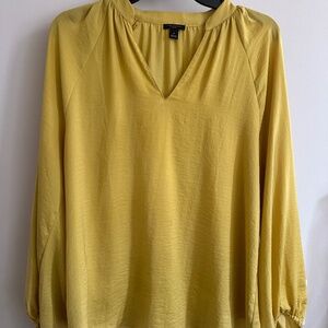 Ann Taylor V-neck Pleated Front & Sleeve Top - Petite Large